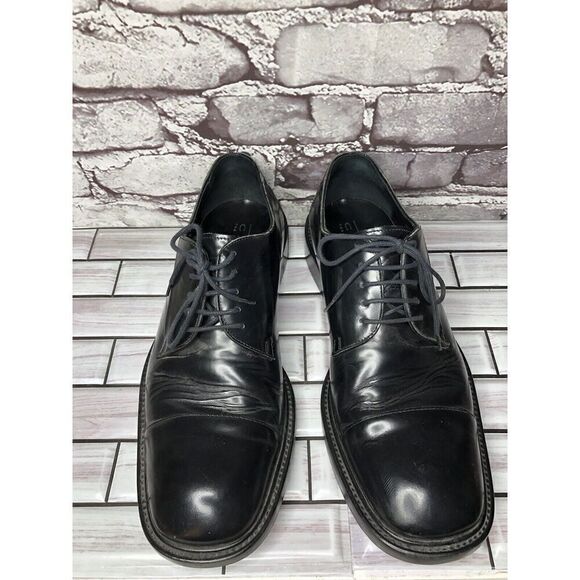 LAUDINO CACCIN Black Leather Cap Toe Oxfords Lace Dress Shoes Men Sz 9M US/42EU - Picture 3 of 16